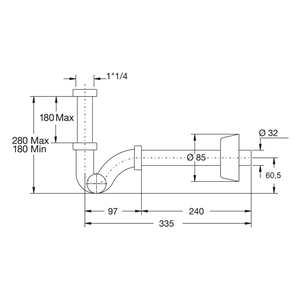 Sifone a Esse Bianco Ø 32 x 250 1"1/4 –  Bonomini