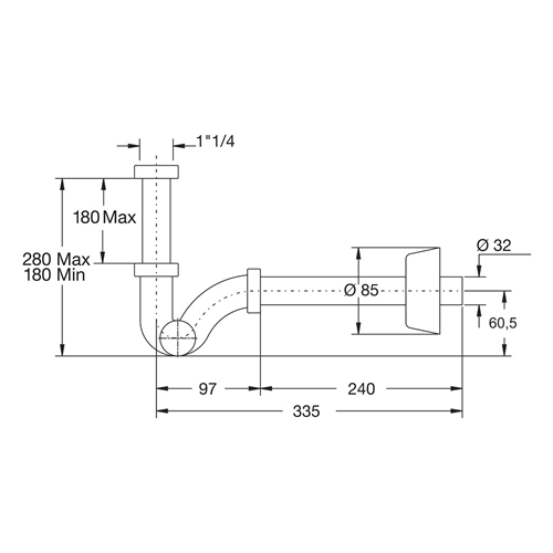 Sifone a Esse Bianco Ø 32 x 250 1"1/4 –  Bonomini