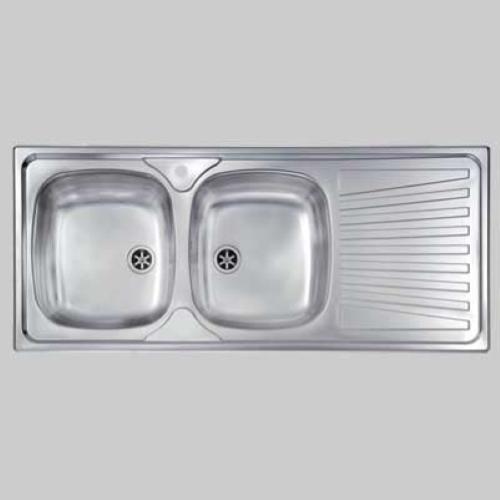 LAVELLO INOX 2 VASCHE INCASSO C/GOCCIOLATOIO - 116 X 50 SX