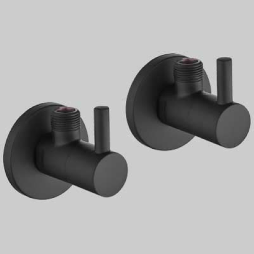 Coppia Rubinetti Sottolavabo Tondo Nero – 1/2" x 3/8" – Made in Italy
