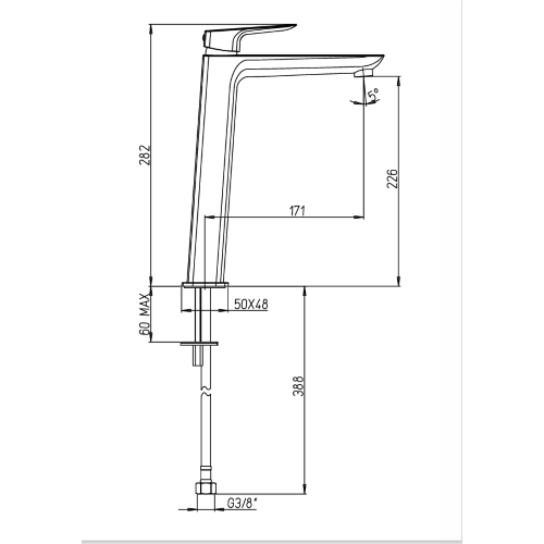Rubinetto Lavabo Alto Nero – Monocomando Paini Nove Senza Scarico