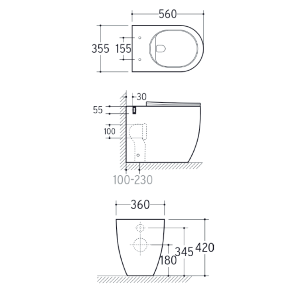 Vaso WC a Pavimento New One Filo Parete Traslato – Scarico Universale