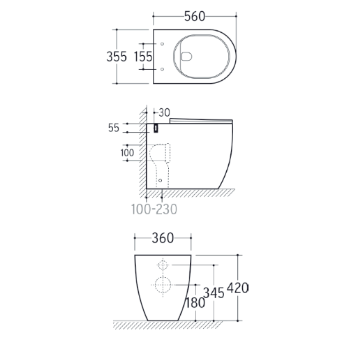 Vaso WC a Pavimento New One Filo Parete Traslato – Scarico Universale