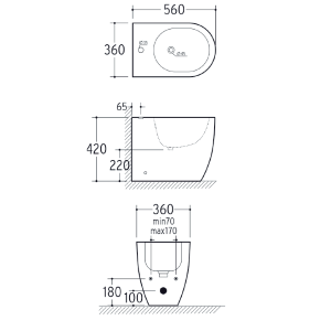 Bidet a Pavimento Filo Parete New One 56 cm Monoforo