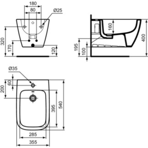 BIDET I.LIFE B SOSPESO MONOFORO – Ideal Standard