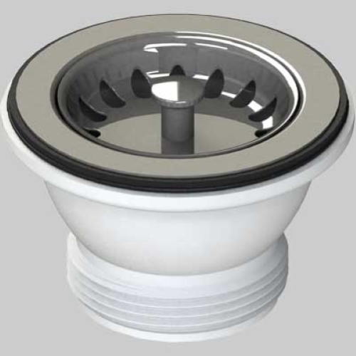 PILETTA PER LAVELLI INOX E SINTETICI CON TAPPO CESTELLO - Ø 70- 11/2