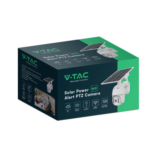TELECAMERA DI VIDEOSORVEGLIANZA CON PANNELLO SOLARE HD ORIENTABILE PTZ WIFI V-TAC VT-11024 – COLORE BIANCO