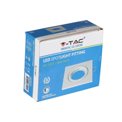 PORTAFARETTO LED DA INCASSO QUADRATO GU10 COLORE BIANCO – V-TAC VT-7227SQ-WH (SKU 3472)
