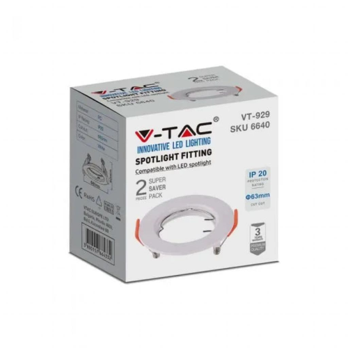 PORTAFARETTO LED DA INCASSO ROTONDO GU10 *2 BIANCO – V-TAC VT-929-W (SKU 6640)