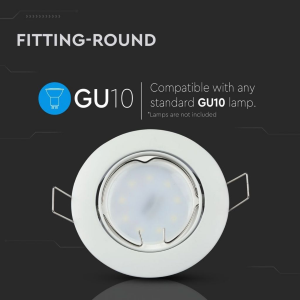 PORTAFARETTO LED DA INCASSO ROTONDO GU10/GU5.3 (MR16) COLORE BIANCO ORIENTABILE – V-TAC