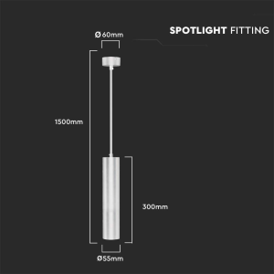 LAMPADA A SOSPENSIONE 1×GU10 COLORE BIANCO D:60×300 MM – V-TAC VT-976