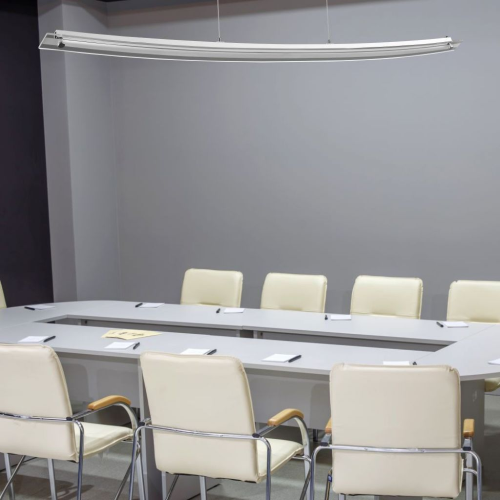 LAMPADARIO LED A SOSPENSIONE CURVO 18W IN METALLO CROMATO CON COPERTURA IN VETRO 4000K – V-TAC VT-7020