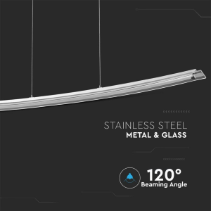 LAMPADARIO LED A SOSPENSIONE CURVO 18W IN METALLO CROMATO CON COPERTURA IN VETRO 4000K – V-TAC VT-7020