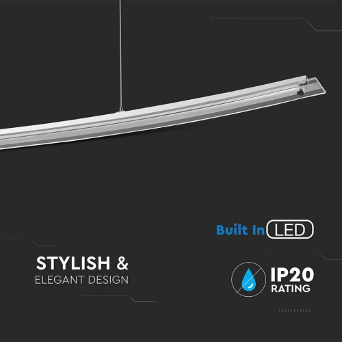 LAMPADARIO LED A SOSPENSIONE CURVO 18W IN METALLO CROMATO CON COPERTURA IN VETRO 4000K – V-TAC VT-7020
