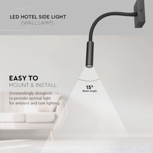 APPLIQUE DA PARETE LED 3W NERA 3000K – V-TAC VT-2903