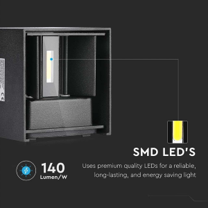APPLIQUE / LAMPADA LED DA MURO DOPPIO LED COB 5W 140 LM/W 3000 K NERA – V-TAC VT-759-B-N