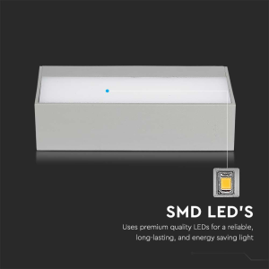 LAMPADA LED DA MURO RETTANGOLARE 12W DOPPIO FASCIO LUMINOSO COLORE GRIGIO 3000K IP65 – V-TAC VT-8057