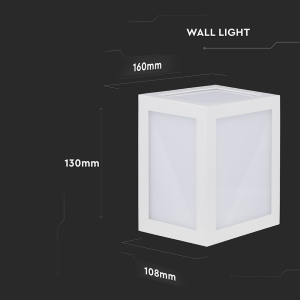 LAMPADA LED DA MURO A LANTERNA QUADRATA 12W COLORE BIANCO 3000K IP65 – V-TAC VT-822-W