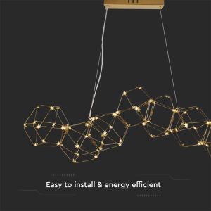 LAMPADARIO LED A SOSPENSIONE 28W IN METALLO DAL DESIGN MODERNO COLORE ORO 3000K – V-TAC VT-7918