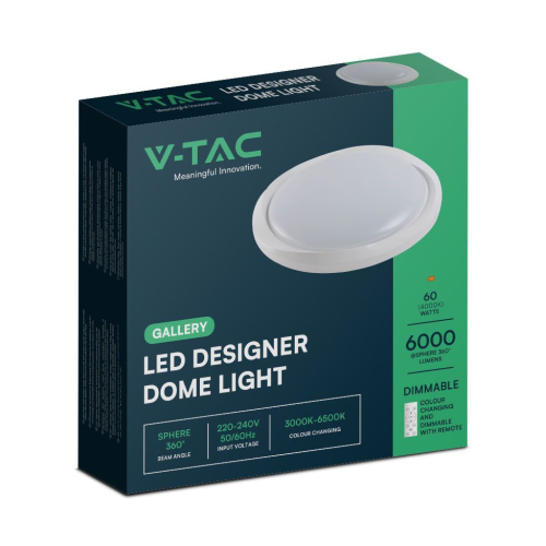 PLAFONIERA LED 60W ROTONDA CON TELECOMANDO CCT 3IN1 DIMMERABILE 3000–6500K COLORE BIANCO Ø 492 mm – V-TAC VT-8559