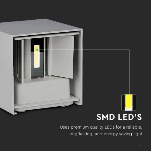 LAMPADA LED DA MURO DOPPIO LED COB 5W 140LM/W GRIGIA REGOLABILE 3000K IP65 – V-TAC VT-759-G