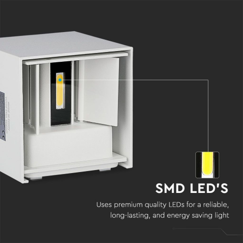 LAMPADA LED DA MURO DOPPIO LED COB 5W 140LM/W BIANCA REGOLABILE 3000K IP65 – V-TAC VT-759-W