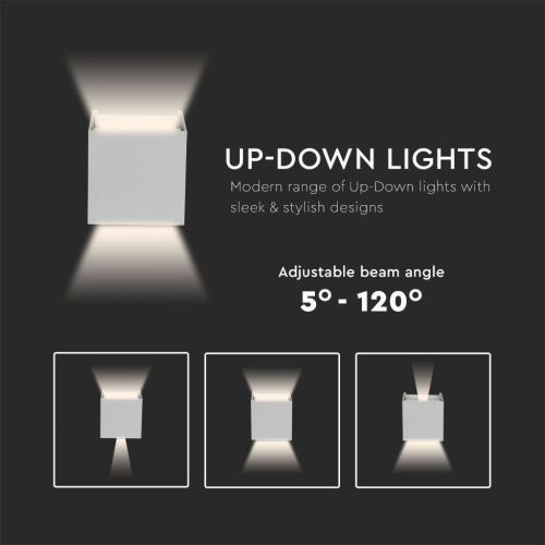 LAMPADA LED DA MURO DOPPIO LED COB 5W 140LM/W BIANCA REGOLABILE 3000K IP65 – V-TAC VT-759-W