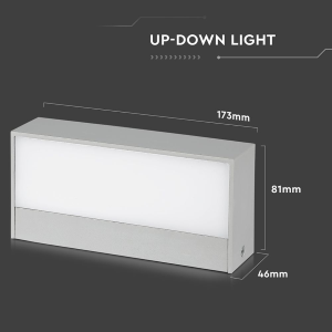 LAMPADA LED DA MURO RETTANGOLARE 9W DOPPIO FASCIO LUMINOSO COLORE GRIGIO 3000K IP65 – V-TAC VT-8056
