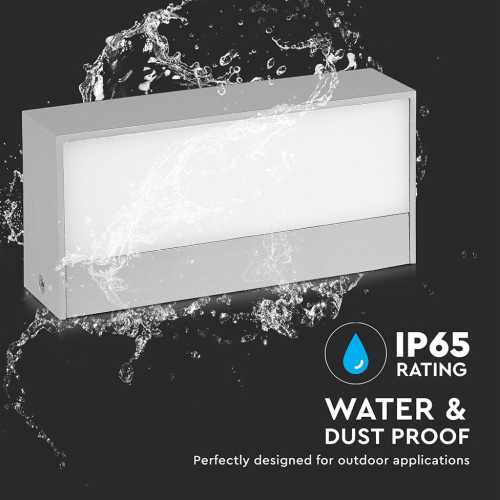 LAMPADA LED DA MURO RETTANGOLARE 9W DOPPIO FASCIO LUMINOSO COLORE GRIGIO 3000K IP65 – V-TAC VT-8056