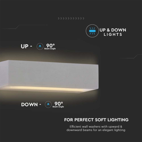 LAMPADA LED DA MURO RETTANGOLARE 9W DOPPIO FASCIO LUMINOSO COLORE GRIGIO 3000K IP65 – V-TAC VT-8056