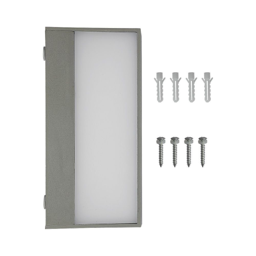 LAMPADA LED DA MURO RETTANGOLARE 9W DOPPIO FASCIO LUMINOSO COLORE GRIGIO 3000K IP65 – V-TAC VT-8056