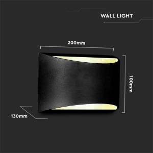 LAMPADA LED DA MURO CHIP BRIDGELUX 9W DOPPIO FASCIO LUMINOSO COLORE NERO 4000K IP65 – V-TAC VT-815