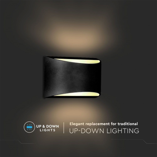 LAMPADA LED DA MURO CHIP BRIDGELUX 9W DOPPIO FASCIO LUMINOSO COLORE NERO 4000K IP65 – V-TAC VT-815