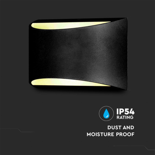 LAMPADA LED DA MURO CHIP BRIDGELUX 9W DOPPIO FASCIO LUMINOSO COLORE NERO 4000K IP65 – V-TAC VT-815