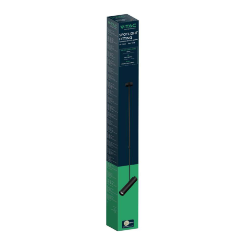 PORTAFARETTO LED A SOSPENSIONE GU10 IN ALLUMINIO NERO Ø 60 × 220 MM – V-TAC VT-7900-B
