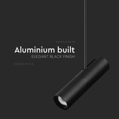 PORTAFARETTO LED A SOSPENSIONE GU10 IN ALLUMINIO NERO Ø 60 × 220 MM – V-TAC VT-7900-B
