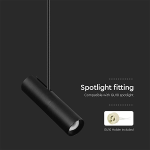 PORTAFARETTO LED A SOSPENSIONE GU10 IN ALLUMINIO NERO Ø 60 × 220 MM – V-TAC VT-7900-B