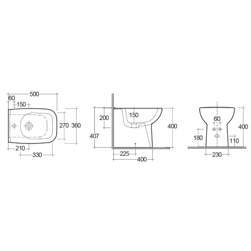 BIDET ORIGIN A PAVIMENTO FILO MURO BCO