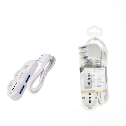 MULTIPRESA 2 UNIV 4 BIP 10/16ASP 16A INT. LUM. CAVO 1.5M BIA
