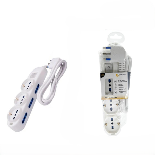 MULTIPRESA 3 UNIV 6 BIP 10/16A SP 16A INT.LUM. CAVO 1.5M BIA