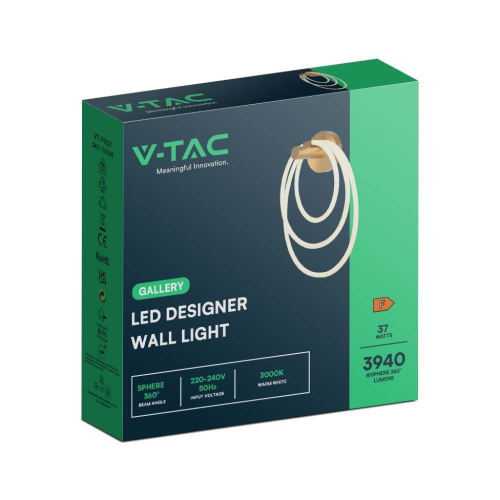 37W LED DESIGNER WALL LAMP 35*18*50CM GOLD 3000K