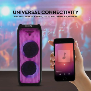 40W RECHARGEABLE SPEAKER WITH ONE WIRED MICROPHONE RF CONTROL & HANDLE 2*8 INCH