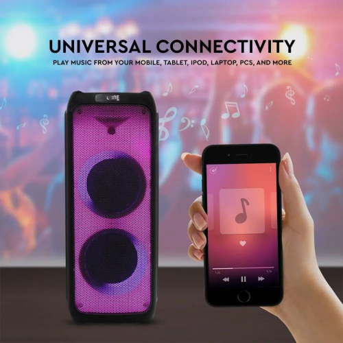 40W RECHARGEABLE SPEAKER WITH ONE WIRED MICROPHONE RF CONTROL & HANDLE 2*8 INCH