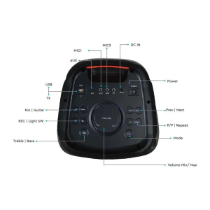 40W RECHARGEABLE SPEAKER WITH ONE WIRED MICROPHONE RF CONTROL & HANDLE 2*8 INCH