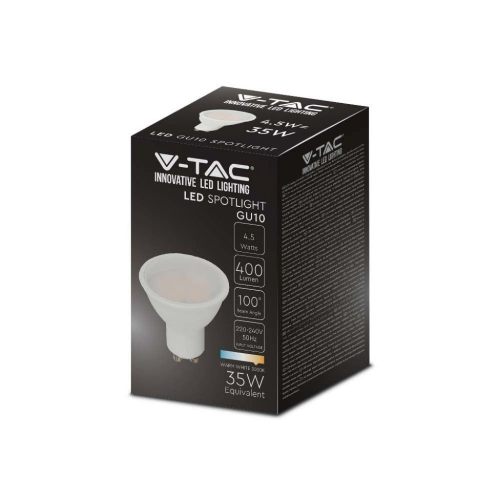 LED SPOTLIGHT 4.5W GU10 SMD WHITE PLASTIC MILKY COVER 3000K