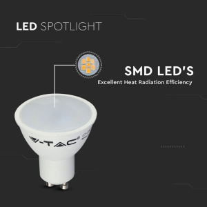 LED SPOTLIGHT 4.5W GU10 SMD WHITE PLASTIC MILKY COVER 6500K