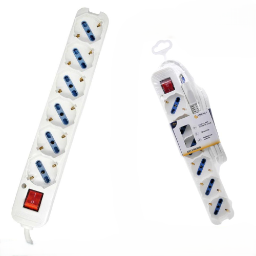 MULTIPRESA 6 USCITE UNIVERSALI10/16A 2P+T CON SPINA