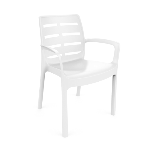 SEDIA IMPILABILE CON BRACCIOLI 'BORNEO' COLORE BIANCO