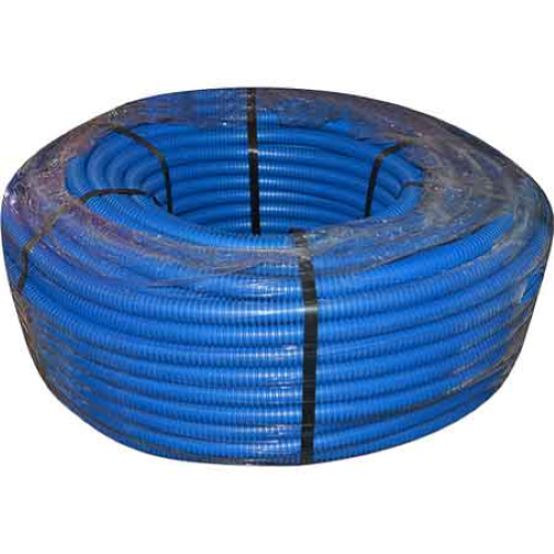TUBO CORRUGATO CON TIRAFILO BLU Ø 25 MM - ROTOLO 50 MT