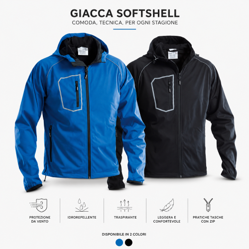 GIUBBINO SOFTSHELL CON CAPPUCCIO "FASTEN"